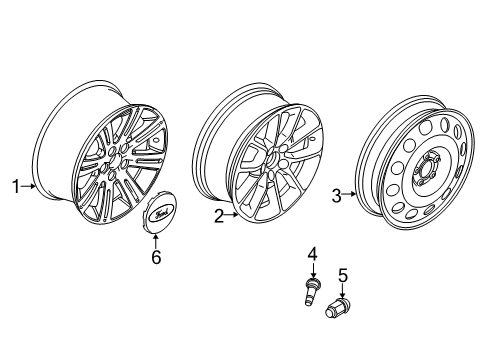 2019 Ford Police Interceptor Sedan Wheels, Center Cap Diagram 1