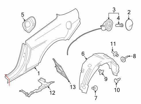 2024 Ford Mustang Quarter Panel & Components Diagram 1