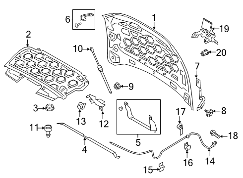 2020 Lincoln Continental Hood & Components Diagram