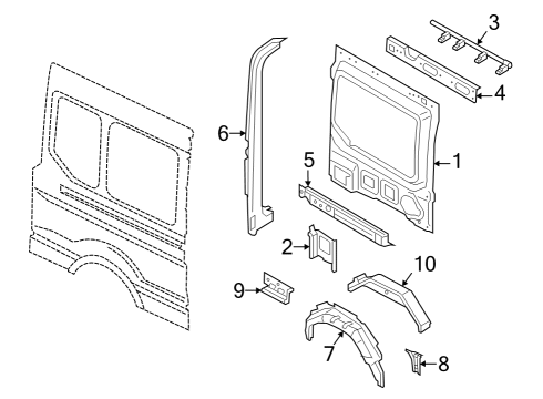 2022 Ford E-Transit Inner Structure - Side Panel Diagram 1