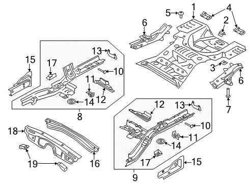 2020 Lincoln Continental Rear Floor & Rails Diagram