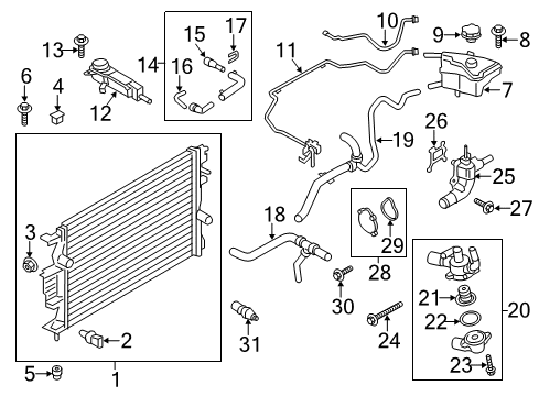 2020 Lincoln MKZ Radiator & Components Diagram 1