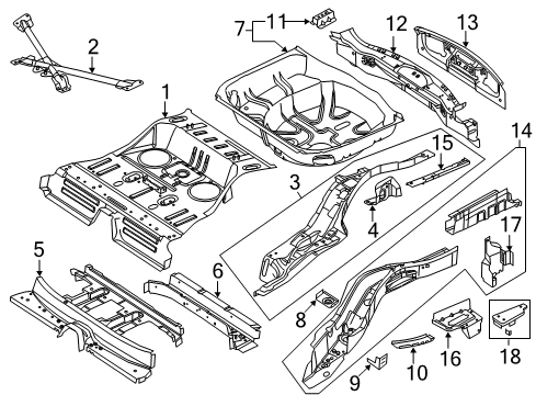 2019 Ford Police Interceptor Utility Rear Floor & Rails Diagram