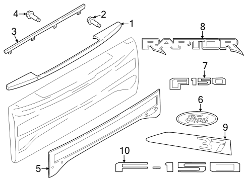 2021 Ford F-150 Exterior Trim - Tail Gate Diagram 2