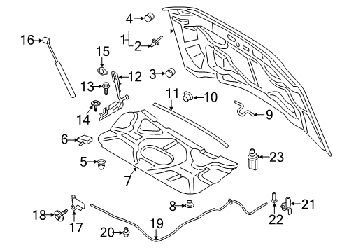 2017 Ford F-350 Super Duty HOOD ASY Diagram for LC3Z-16612-C