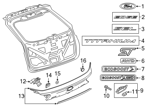 2024 Ford Edge Exterior Trim - Lift Gate Diagram