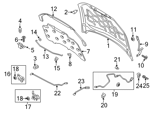 2020 Ford Police Responder Hybrid Hood & Components Diagram