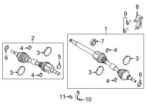 2021 Ford Edge SHAFT - FRONT AXLE Diagram for K2GZ-3B437-N