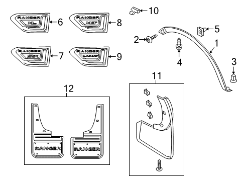 2021 Ford Ranger Exterior Trim - Fender Diagram