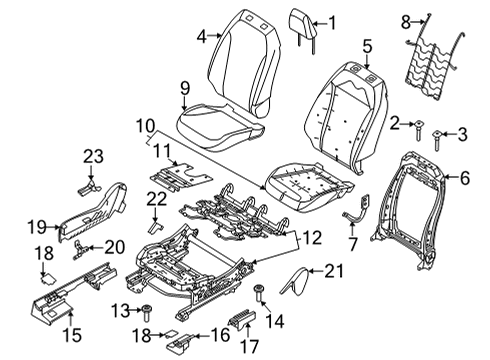 2021 Ford Mustang Mach-E Passenger Seat Components Diagram 1