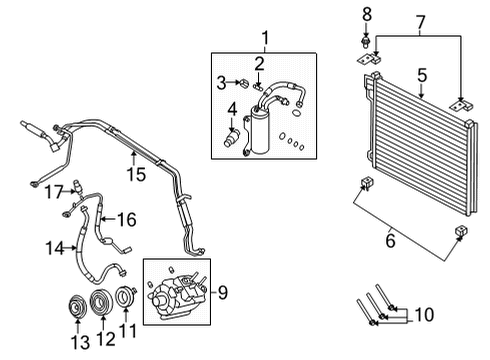 2021 Ford E-350/E-350 Super Duty A/C Condenser, Compressor & Lines Diagram