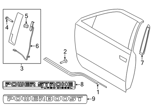 2021 Ford F-150 Exterior Trim - Front Door Diagram 1