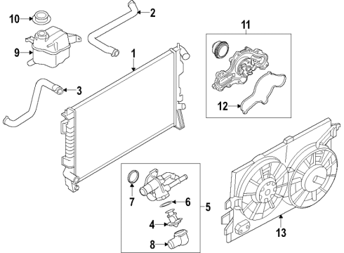 2019 Ford Police Interceptor Utility Cooling System, Radiator, Water Pump, Cooling Fan Diagram 3