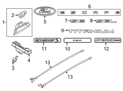 2021 Ford Escape NAME PLATE - SELF-ADHESIVE Diagram for LJ6Z-8213-B