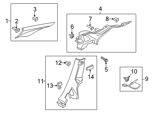 2020 Lincoln MKZ Interior Trim - Quarter Panels Diagram