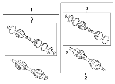 2020 Ford Ranger Drive Axles - Front Diagram