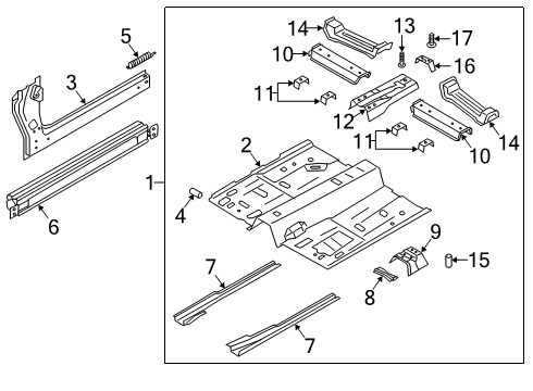 2023 Ford Escape Floor & Rails Diagram 2