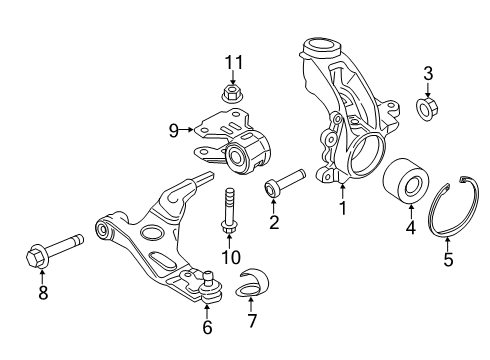 2022 Ford Transit Connect Front Suspension Components, Lower Control Arm, Stabilizer Bar Diagram 2