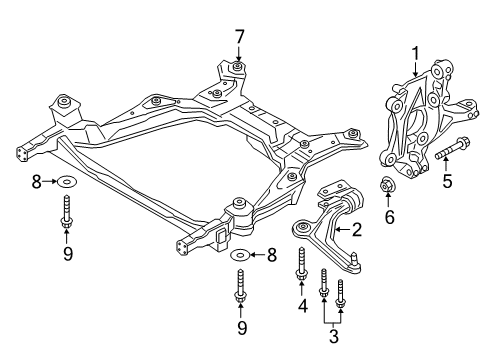 2020 Lincoln Continental Front Suspension Components, Lower Control Arm, Stabilizer Bar Diagram 1