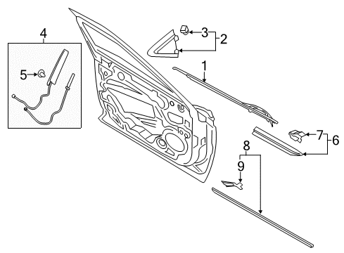 2020 Lincoln Continental Exterior Trim - Front Door Diagram