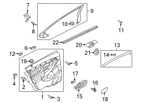 2019 Ford Police Interceptor Sedan Interior Trim - Rear Door Diagram