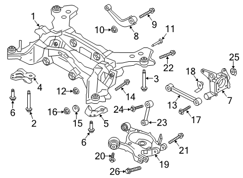 2020 Ford Fusion Rear Suspension Components, Lower Control Arm, Upper Control Arm, Ride Control, Stabilizer Bar Diagram 4