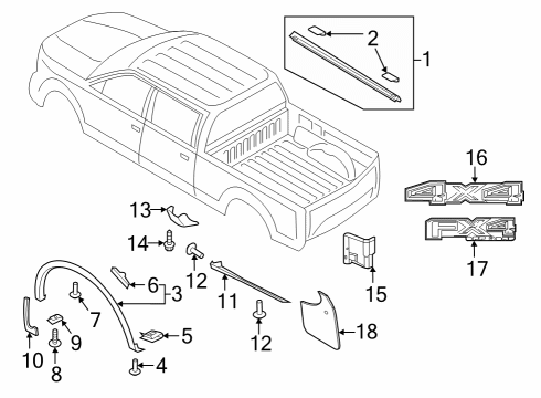 2021 Ford F-250 Super Duty Exterior Trim - Pick Up Box Diagram 2