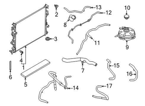 2023 Ford Maverick Radiator & Components Diagram 1