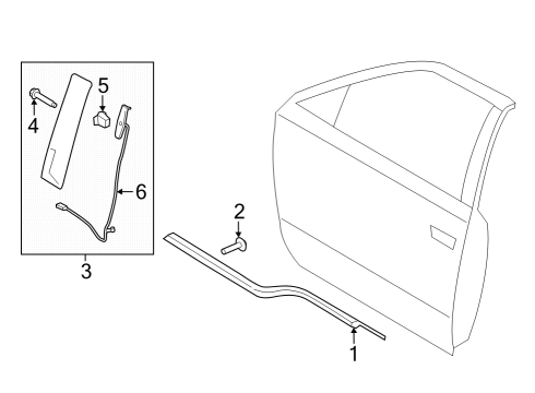 2023 Ford F-150 Lightning Exterior Trim - Front Door Diagram