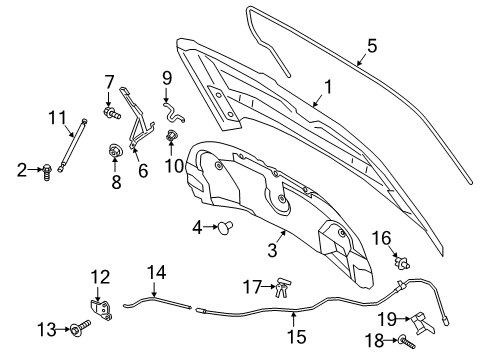 2023 Lincoln Aviator STRIKER ASY - HOOD LOCK Diagram for LC5Z-16K689-A