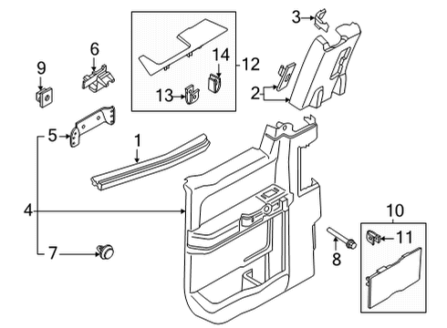 2023 Ford F-150 Interior Trim - Rear Door Diagram 3