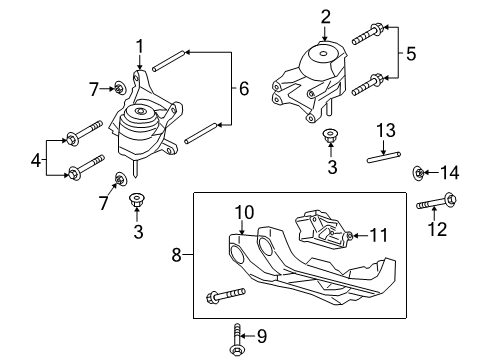 2021 Lincoln Aviator Engine & Trans Mounting Diagram 2