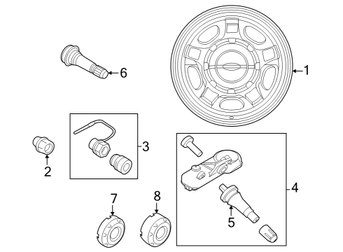 2023 Ford F-250 Super Duty Wheels Diagram 1