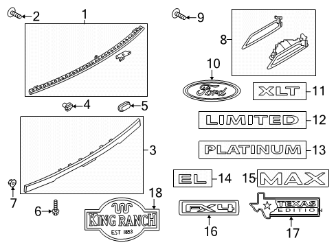 2023 Ford Expedition Exterior Trim - Lift Gate Diagram 1