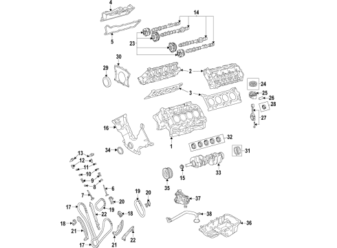 2021 Ford Mustang Engine Parts, Mounts, Cylinder Head & Valves, Camshaft & Timing, Variable Valve Timing, Oil Cooler, Oil Pan, Oil Pump, Adapter Housing, Balance Shafts, Crankshaft & Bearings, Pistons, Rings & Bearings Diagram 6