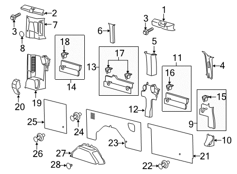 2022 Ford Transit TRIM - "B" PILLAR Diagram for LK4Z-6124347-CA