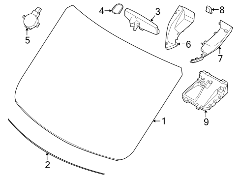 2022 Ford E-Transit Glass - Windshield Diagram