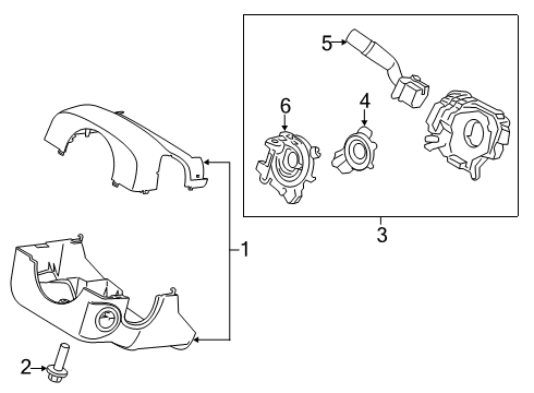 2021 Ford F-350 Super Duty Shroud, Switches & Levers Diagram 1