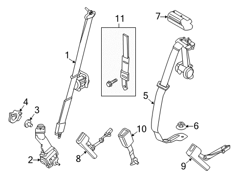 2020 Ford F-250 Super Duty Rear Seat Belts Diagram 1