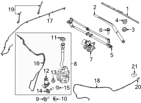 2019 Ford Police Interceptor Utility Windshield - Wiper & Washer Components Diagram