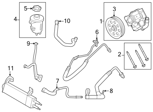 2023 Ford F-250 Super Duty P/S Pump & Hoses, Steering Gear & Linkage Diagram 1