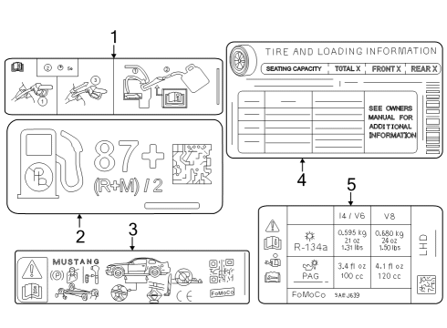 2024 Ford Mustang DECAL Diagram for PR3Z-9900014-C