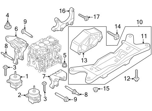 2024 Ford Mustang BRACKET - ENGINE FRONT SUPPORT Diagram for PR3Z-6028-A