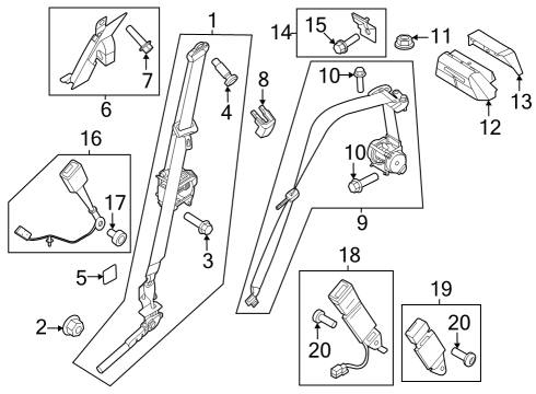 2023 Ford F-350 Super Duty Front Seat Belts Diagram 1