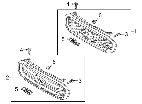 2023 Ford Ranger Grille & Components Diagram