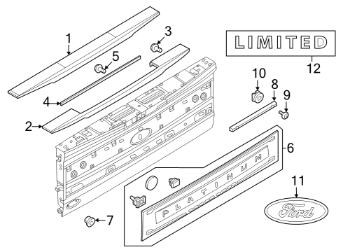 2023 Ford F-250 Super Duty Exterior Trim - Tail Gate Diagram