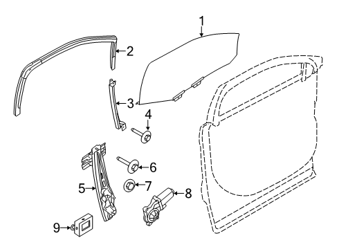 2019 Ford Police Interceptor Utility Front Door - Glass & Hardware Diagram