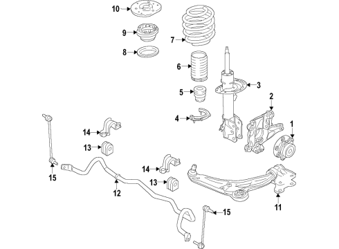 2020 Ford Edge Front Suspension Components, Lower Control Arm, Stabilizer Bar Diagram 2