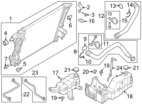 2024 Ford F-350 Super Duty Radiator & Components Diagram 4