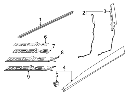 2022 Ford Mustang Mach-E NAME PLATE Diagram for LJ8Z-16720-D